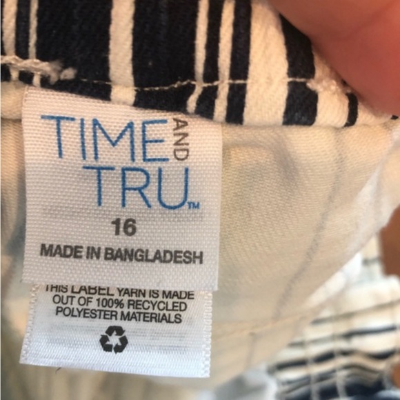 High Waist Shorts Blue/Cream Size 16 - Picture 2 of 5